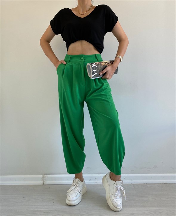 Yeşil Cepli Şalvar Pantolon