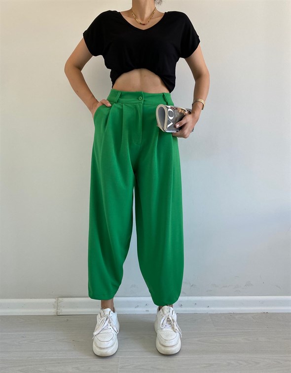 Yeşil Cepli Şalvar Pantolon